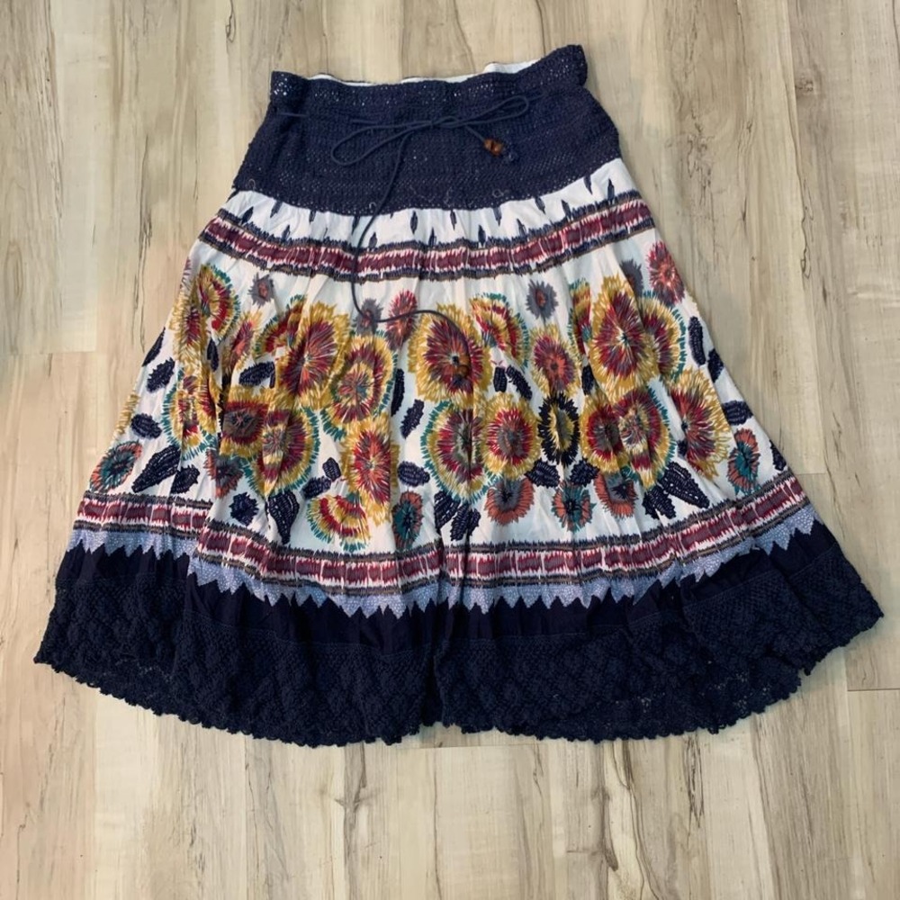 Monroe & Main floral maxi skirk with lace trim boho Size Large - Picture 1 of 5